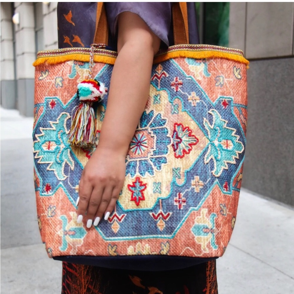 Large A & P Denim Carryall Tote